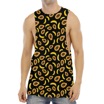 Papaya And Banana Pattern Print Men's Muscle Tank Top