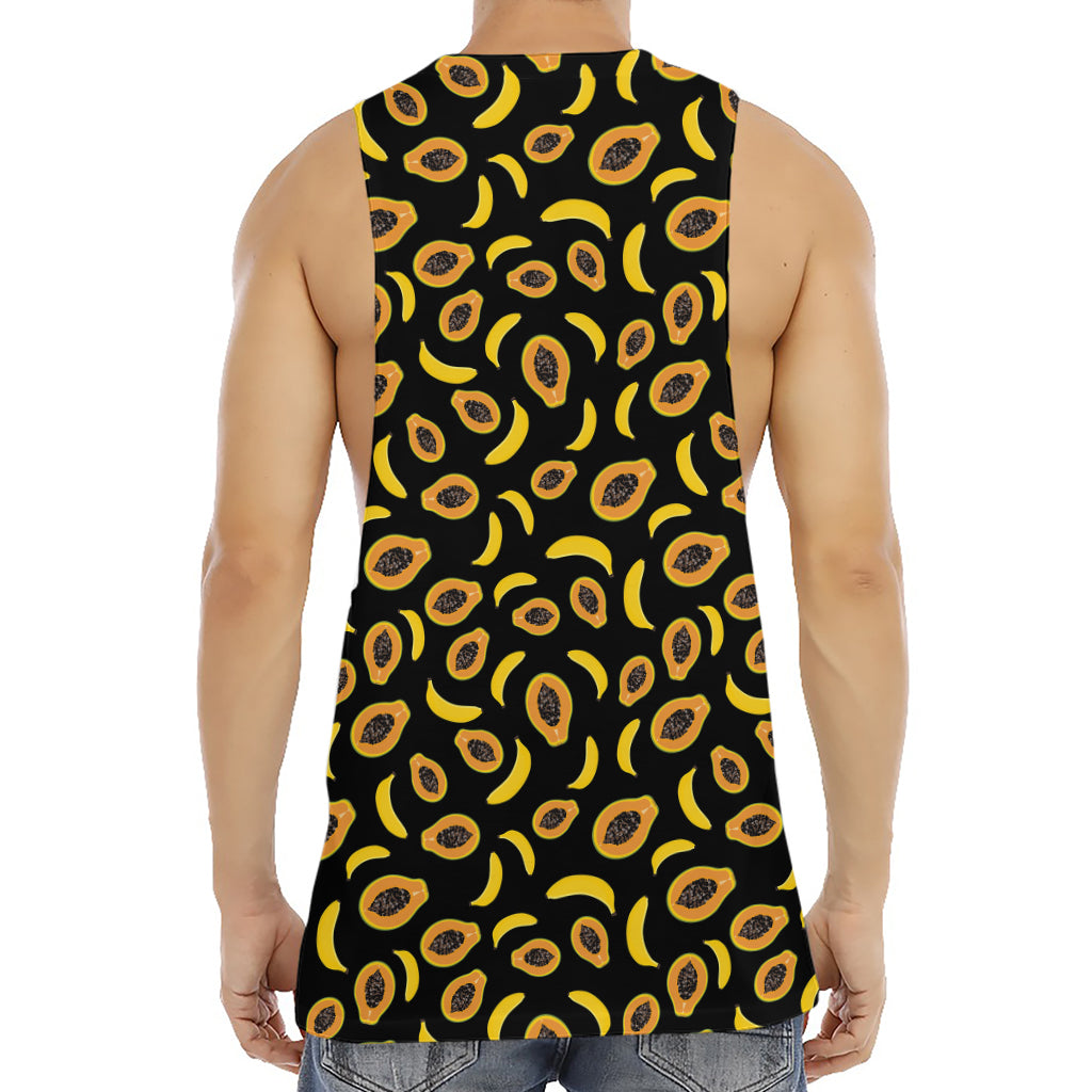 Papaya And Banana Pattern Print Men's Muscle Tank Top