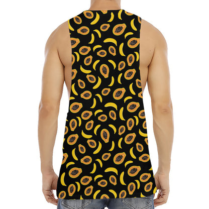 Papaya And Banana Pattern Print Men's Muscle Tank Top