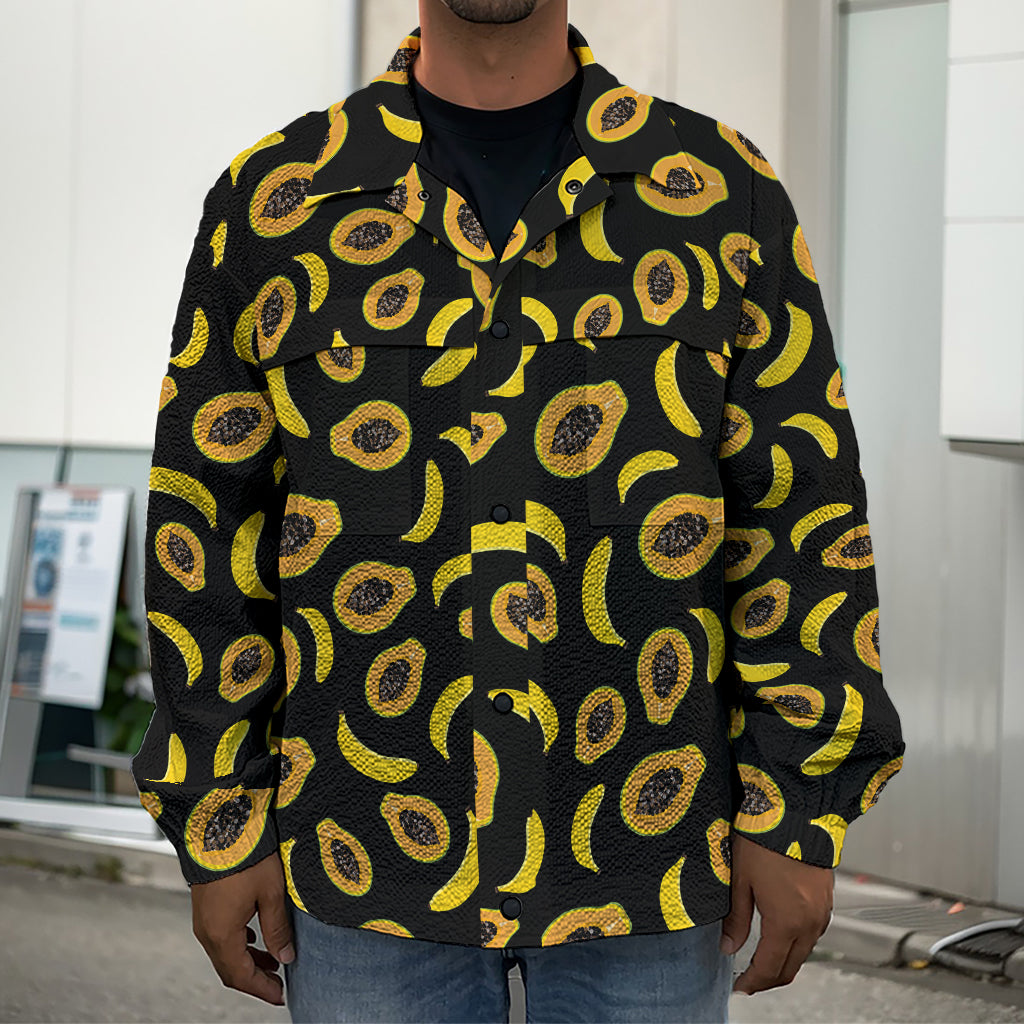 Papaya And Banana Pattern Print Men's Shirt Jacket