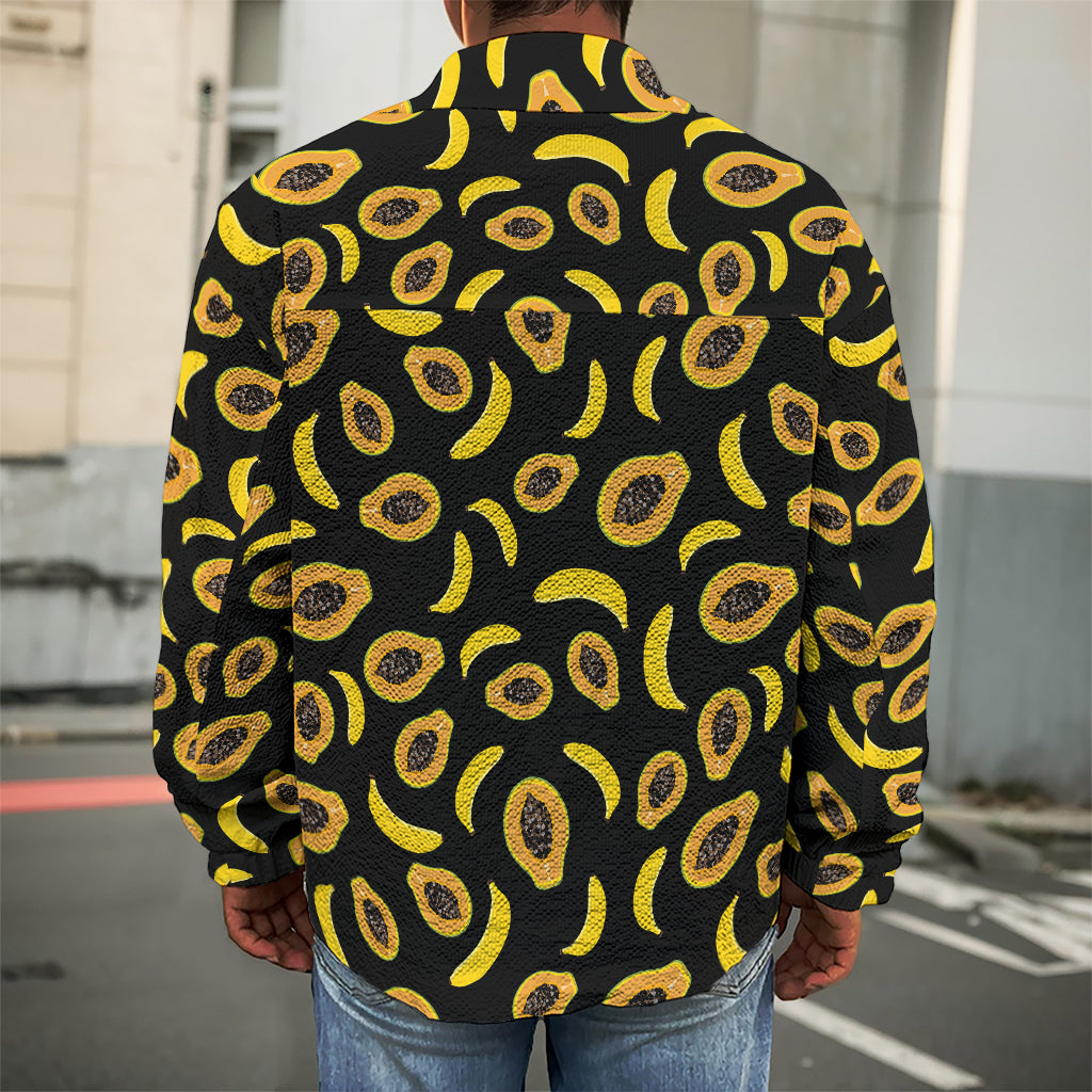 Papaya And Banana Pattern Print Men's Shirt Jacket