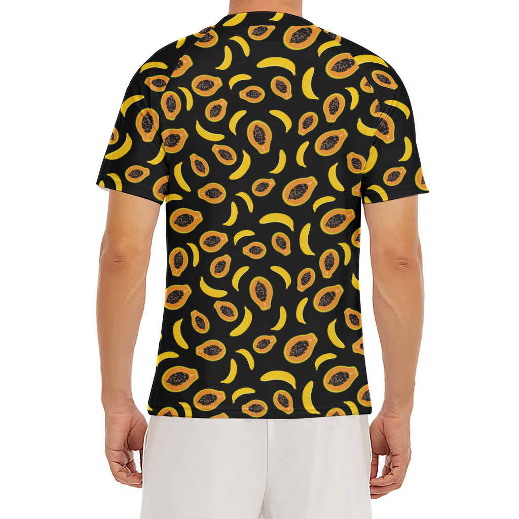Papaya And Banana Pattern Print Men's Short Sleeve Rash Guard