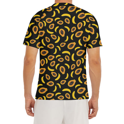 Papaya And Banana Pattern Print Men's Short Sleeve Rash Guard