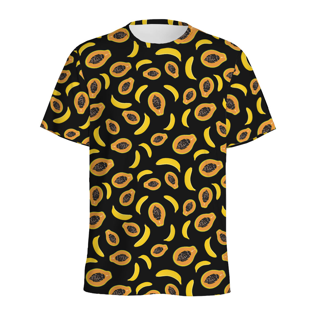 Papaya And Banana Pattern Print Men's Sports T-Shirt