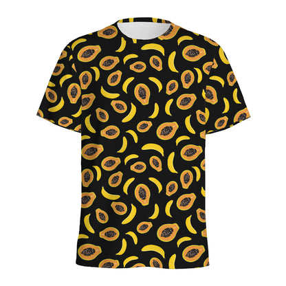 Papaya And Banana Pattern Print Men's Sports T-Shirt