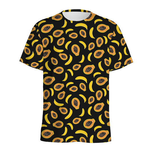 Papaya And Banana Pattern Print Men's Sports T-Shirt