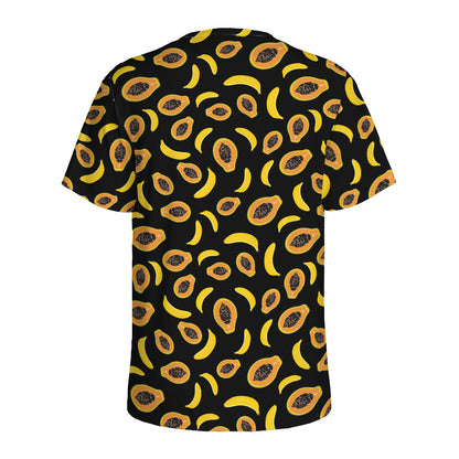 Papaya And Banana Pattern Print Men's Sports T-Shirt