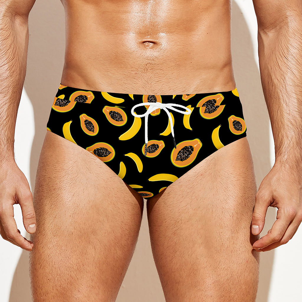 Papaya And Banana Pattern Print Men's Swim Briefs