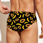 Papaya And Banana Pattern Print Men's Swim Briefs