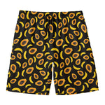 Papaya And Banana Pattern Print Men's Swim Trunks