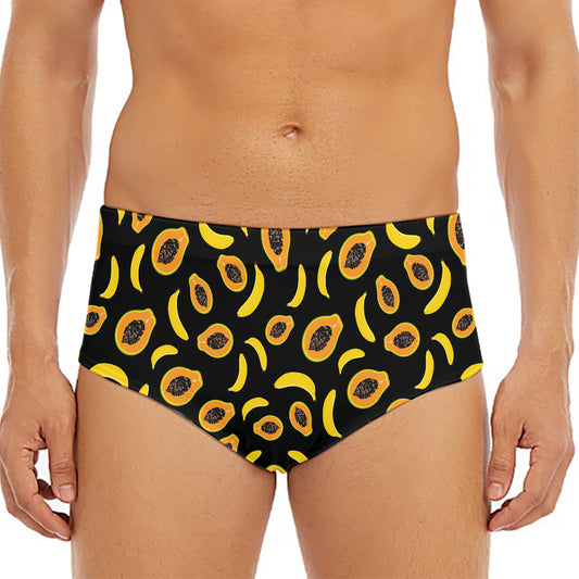 Papaya And Banana Pattern Print Men's Triangle Swim Briefs