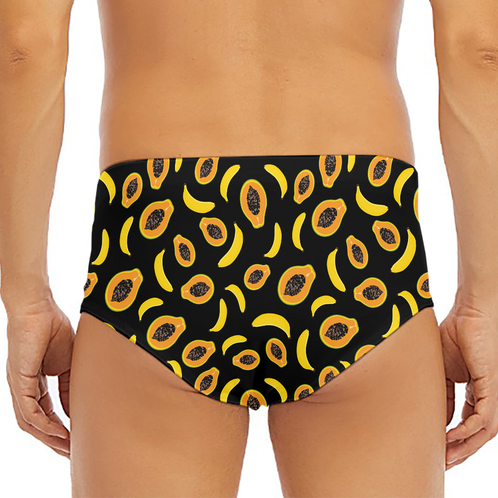 Papaya And Banana Pattern Print Men's Triangle Swim Briefs