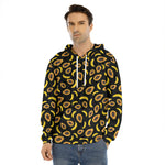 Papaya And Banana Pattern Print Men's Velvet Pullover Hoodie