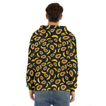 Papaya And Banana Pattern Print Men's Velvet Pullover Hoodie