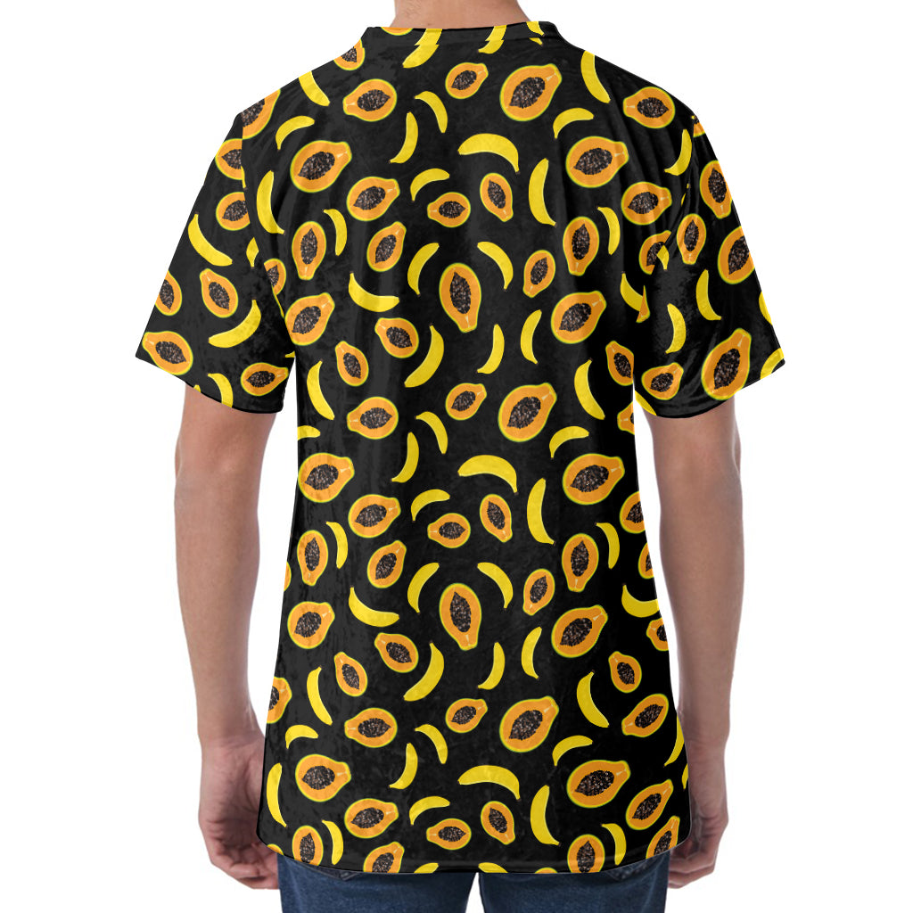 Papaya And Banana Pattern Print Men's Velvet T-Shirt