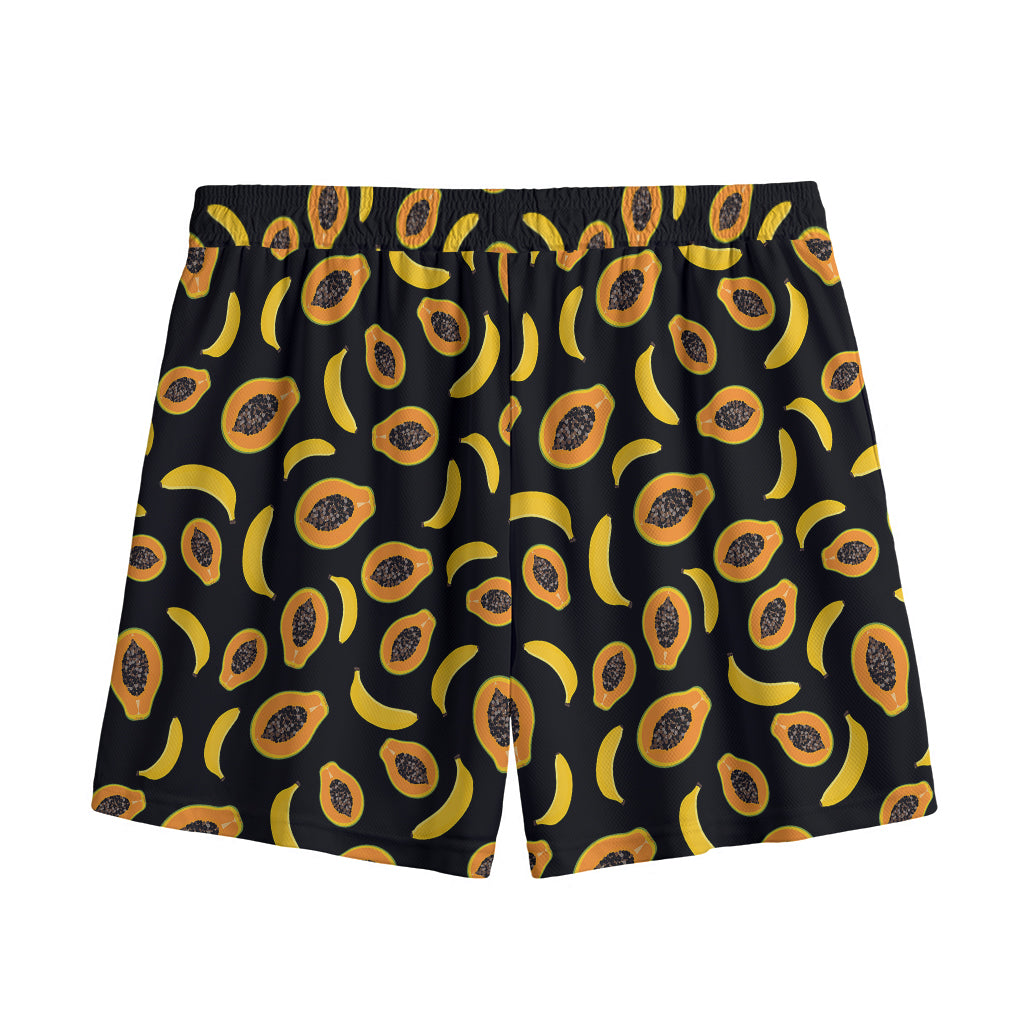 Papaya And Banana Pattern Print Mesh Shorts