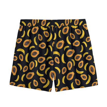 Papaya And Banana Pattern Print Mesh Shorts