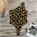 Papaya And Banana Pattern Print One Shoulder Bodysuit