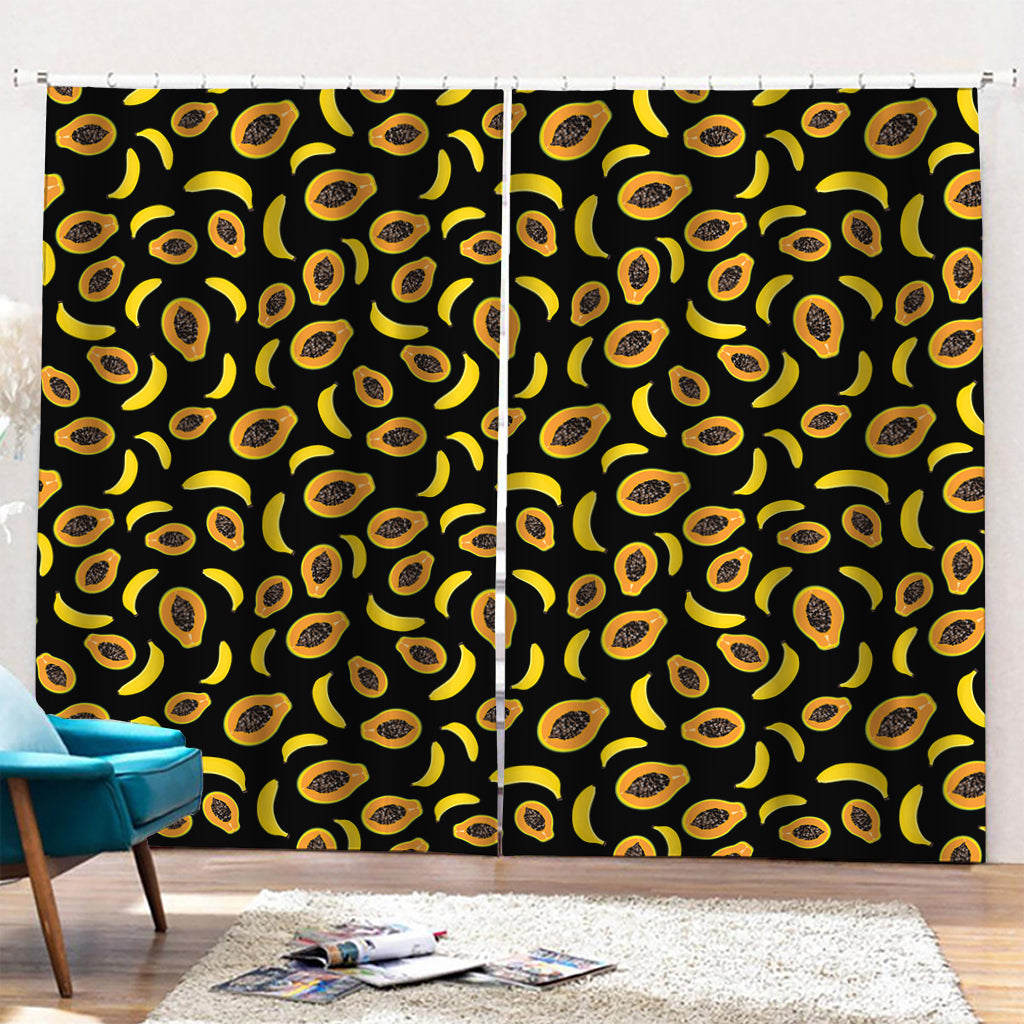 Papaya And Banana Pattern Print Pencil Pleat Curtains