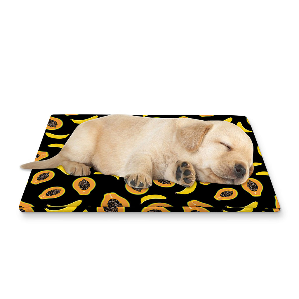 Papaya And Banana Pattern Print Pet Cooling Mat Cover