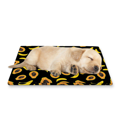Papaya And Banana Pattern Print Pet Cooling Mat Cover