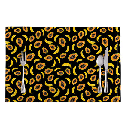 Papaya And Banana Pattern Print Placemat