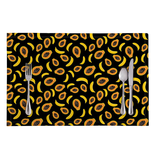 Papaya And Banana Pattern Print Placemat