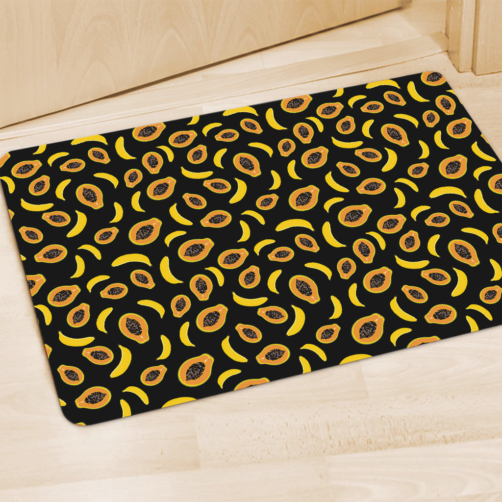 Papaya And Banana Pattern Print Polyester Doormat