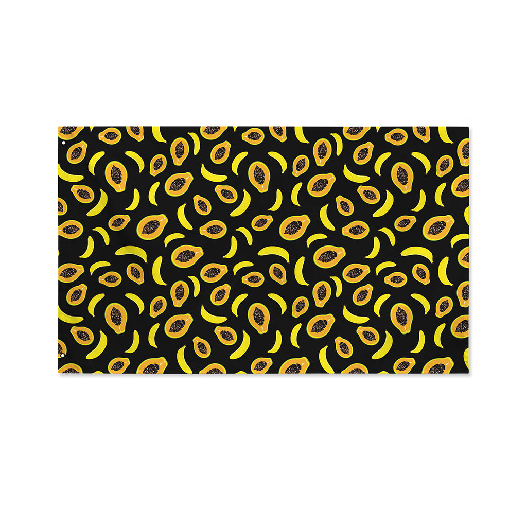 Papaya And Banana Pattern Print Polyester Flag