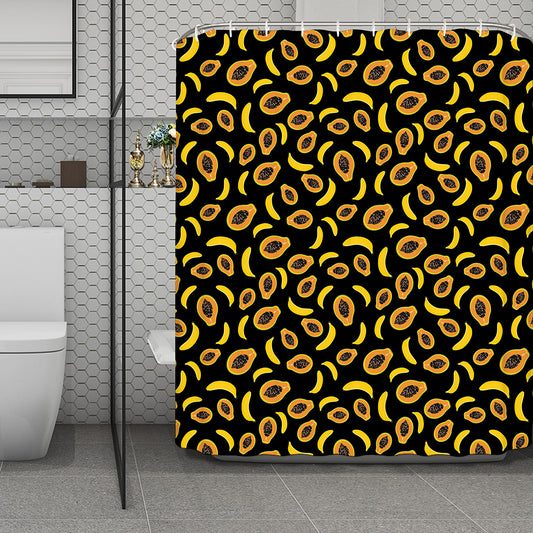 Papaya And Banana Pattern Print Polyester Shower Curtain