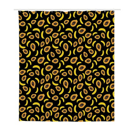 Papaya And Banana Pattern Print Polyester Shower Curtain