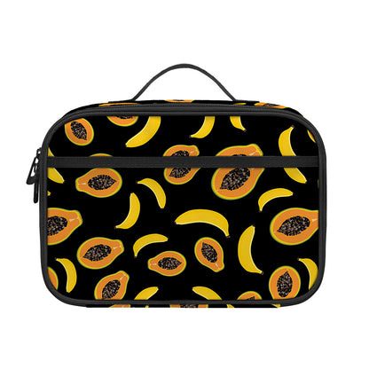 Papaya And Banana Pattern Print Portable Lunch Bag