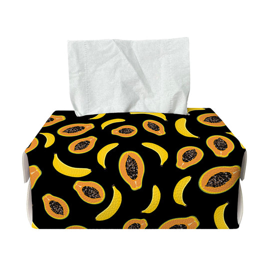 Papaya And Banana Pattern Print Rectangle Tissue Box Cover