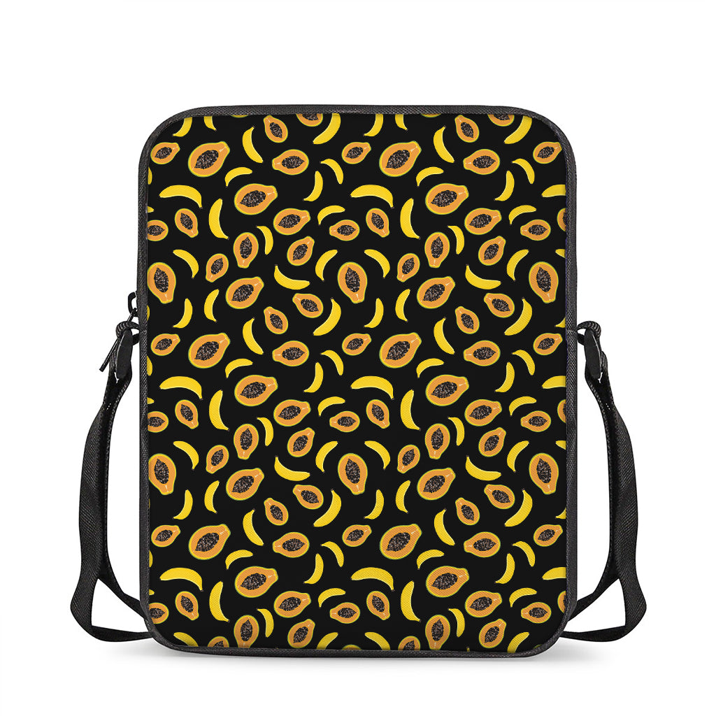 Papaya And Banana Pattern Print Rectangular Crossbody Bag