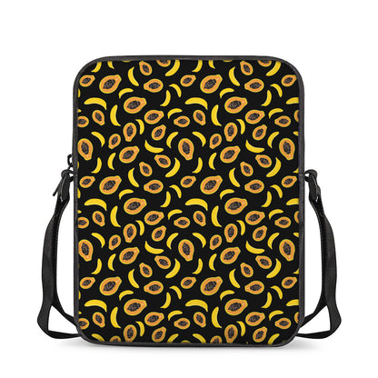 Papaya And Banana Pattern Print Rectangular Crossbody Bag
