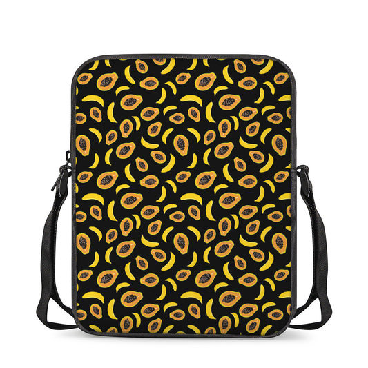 Papaya And Banana Pattern Print Rectangular Crossbody Bag