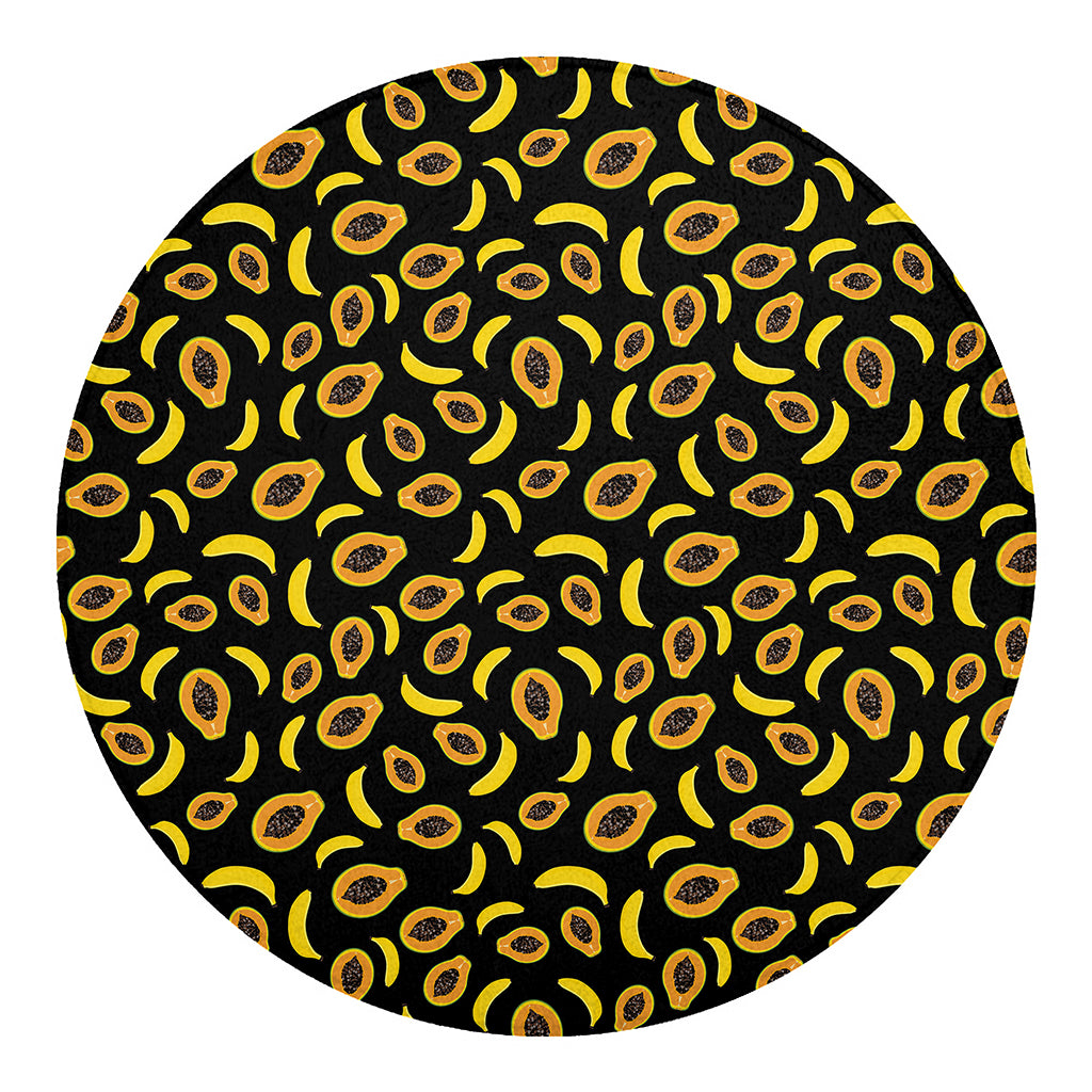 Papaya And Banana Pattern Print Round Blanket