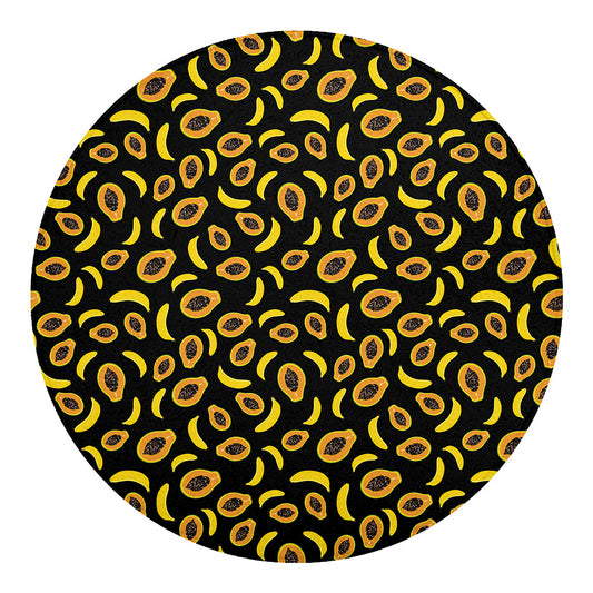 Papaya And Banana Pattern Print Round Blanket