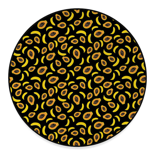 Papaya And Banana Pattern Print Round Floor Mat
