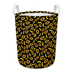 Papaya And Banana Pattern Print Round Laundry Basket
