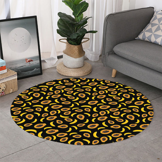 Papaya And Banana Pattern Print Round Rug