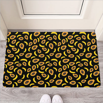 Papaya And Banana Pattern Print Rubber Doormat