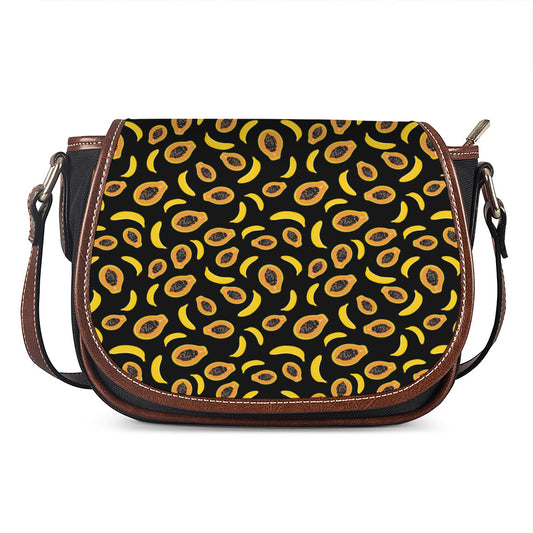 Papaya And Banana Pattern Print Saddle Bag