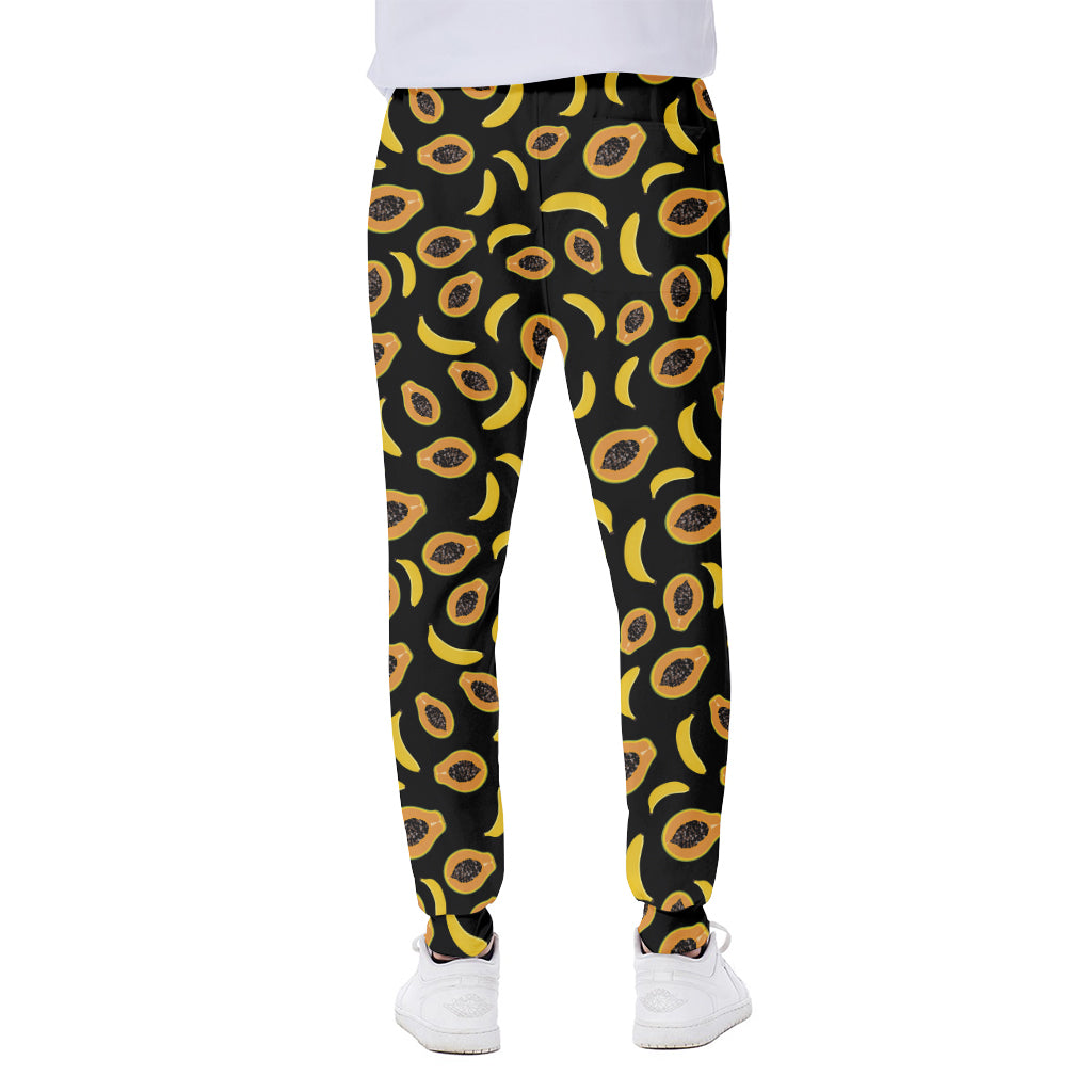 Papaya And Banana Pattern Print Scuba Joggers