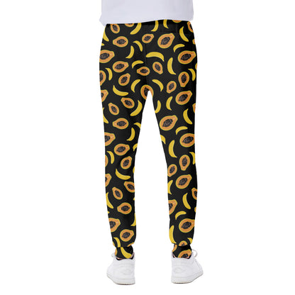 Papaya And Banana Pattern Print Scuba Joggers
