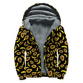 Papaya And Banana Pattern Print Sherpa Lined Zip Up Hoodie