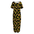 Papaya And Banana Pattern Print Short Sleeve Long Nightdress
