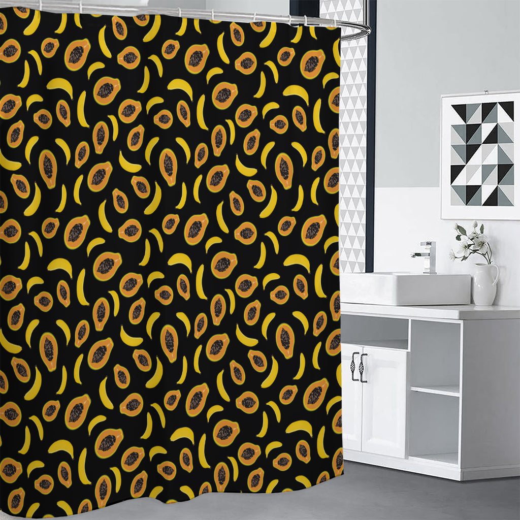 Papaya And Banana Pattern Print Shower Curtain