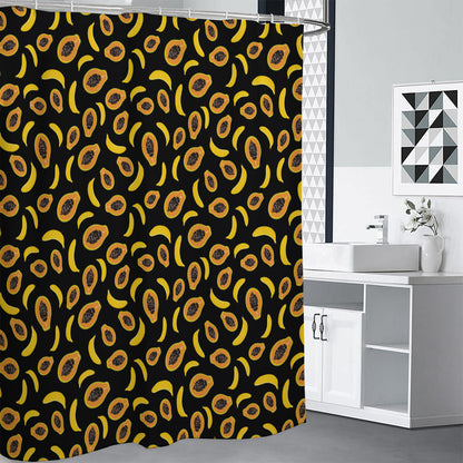 Papaya And Banana Pattern Print Shower Curtain
