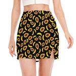 Papaya And Banana Pattern Print Side Slit Mini Skirt